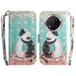 For Honor X9c 3D Colored Horizontal Flip Leather Phone Case(Black White Cat)