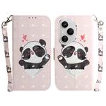 For Honor 400 Pro Global 160.8mm 3D Colored Horizontal Flip Leather Phone Case(Heart Panda)