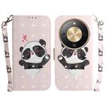 For Honor X70 5G 3D Colored Horizontal Flip Leather Phone Case(Heart Panda)