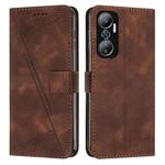 For Infinix Hot 20 4G Dream Triangle Leather Phone Case with Lanyard(Brown)