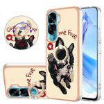 For Honor 90 Lite 5G Electroplating Dual-side IMD Phone Case with Ring Holder(Lucky Dog)