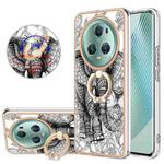 For Honor Magic5 Pro Electroplating Dual-side IMD Phone Case with Ring Holder(Totem Elephant)