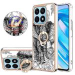 For Honor X8a Electroplating Dual-side IMD Phone Case with Ring Holder(Totem Elephant)