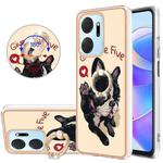 For Honor X7a Electroplating Dual-side IMD Phone Case with Ring Holder(Lucky Dog)