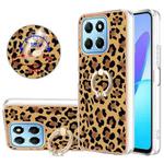 For Honor X8 5G / X6 4G Electroplating Dual-side IMD Phone Case with Ring Holder(Leopard Print)