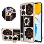 For Honor X7 Electroplating Dual-side IMD Phone Case with Ring Holder(Retro Radio)