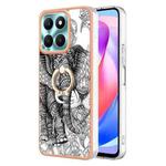 For Honor X6a Electroplating Dual-side IMD Phone Case with Ring Holder(Totem Elephant)