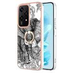 For Honor 200 Lite Global Electroplating Dual-side IMD Phone Case with Ring Holder(Totem Elephant)