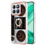 For Honor X8b Electroplating Dual-side IMD Phone Case with Ring Holder(Retro Radio)