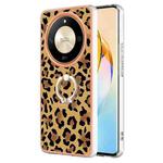 For Honor X9b Electroplating Dual-side IMD Phone Case with Ring Holder(Leopard Print)