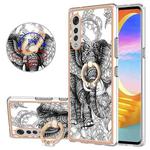 For LG Velvet 5G / 4G / G9 Velvet Electroplating Dual-side IMD Phone Case with Ring Holder(Totem Elephant)