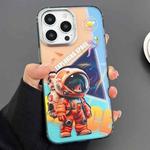 For iPhone 14 Pro Max Engraved Colorful Astronaut Phone Case(Triangle Bottom)