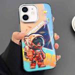 For iPhone 11 Engraved Colorful Astronaut Phone Case(Triangle Bottom)