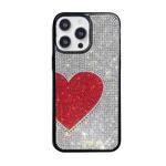 For iPhone 14 Pro Max Love Heart Diamond TPU Phone Case(Silver)