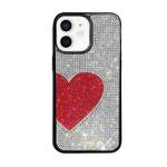 For iPhone 12 Love Heart Diamond TPU Phone Case(Silver)