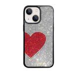 For iPhone 15 Plus Love Heart Diamond TPU Phone Case(Silver)