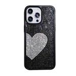 For iPhone 15 Pro Max Love Heart Diamond TPU Phone Case(Black)