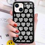 For iPhone 14 Love Hearts Diamond Mirror TPU Phone Case(Black)