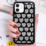 For iPhone 11 Love Hearts Diamond Mirror TPU Phone Case(Black)