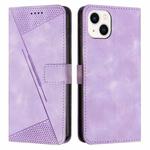 For iPhone 14 Dream Triangle Leather Phone Case with Lanyard(Purple)