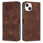 For iPhone 15 Dream Triangle Leather Phone Case with Lanyard(Brown)