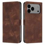 For iPhone 17 Pro Max Dream Triangle Leather Phone Case with Lanyard(Brown)