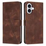 For iPhone 17 Dream Triangle Leather Phone Case with Lanyard(Brown)