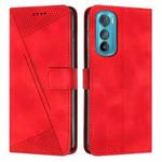 For Motorola Edge 30 Dream Triangle Leather Phone Case with Lanyard(Red)