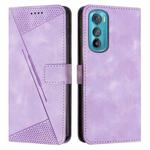For Motorola Edge 30 Dream Triangle Leather Phone Case with Lanyard(Purple)