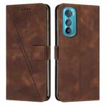 For Motorola Edge 30 Dream Triangle Leather Phone Case with Lanyard(Brown)