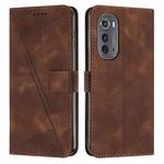 For Motorola Edge 2022 Dream Triangle Leather Phone Case with Lanyard(Brown)