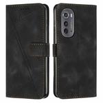 For Motorola Edge 2022 Dream Triangle Leather Phone Case with Lanyard(Black)