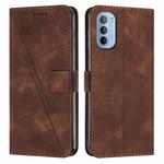 For Motorola Moto G 5G 2022 Dream Triangle Leather Phone Case with Lanyard(Brown)