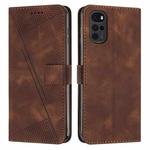 For Motorola Moto G22 Dream Triangle Leather Phone Case with Lanyard(Brown)