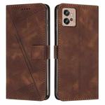 For Motorola Moto G32 Dream Triangle Leather Phone Case with Lanyard(Brown)