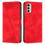 For Motorola Moto G42 Dream Triangle Leather Phone Case with Lanyard(Red)