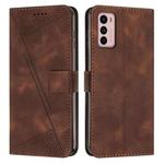 For Motorola Moto G42 Dream Triangle Leather Phone Case with Lanyard(Brown)