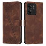 For Motorola Edge 40 Dream Triangle Leather Phone Case with Lanyard(Brown)