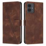 For Motorola Moto G14 Dream Triangle Leather Phone Case with Lanyard(Brown)