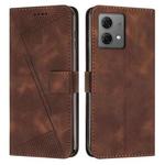 For Motorola Edge 40 Neo Dream Triangle Leather Phone Case with Lanyard(Brown)