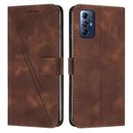 For Motorola Moto G Play 2024 Dream Triangle Leather Phone Case with Lanyard(Brown)