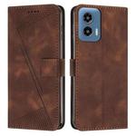 For Motorola Moto G34 5G Dream Triangle Leather Phone Case with Lanyard(Brown)