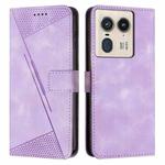 For Motorola Edge 50 Pro Dream Triangle Leather Phone Case with Lanyard(Purple)