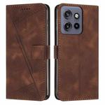 For Motorola Edge 50 Neo Dream Triangle Leather Phone Case with Lanyard(Brown)