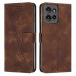 For Motorola Edge 50 Dream Triangle Leather Phone Case with Lanyard(Brown)