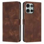 For Motorola Moto G75 Dream Triangle Leather Phone Case with Lanyard(Brown)