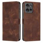 For Motorola Moto G 5G 2025 Dream Triangle Leather Phone Case with Lanyard(Brown)