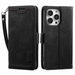 For iPhone 15 Pro Max Retro Splicing Horizontal Flip Leather Phone Case(Black)