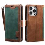 For iPhone 15 Pro Max Retro Splicing Horizontal Flip Leather Phone Case(Green)