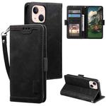 For iPhone 15 Retro Splicing Horizontal Flip Leather Phone Case(Black)